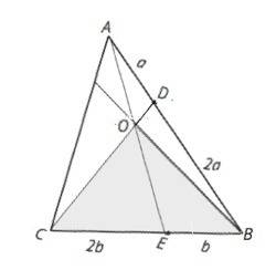 На сторонах ab и bc треугольника adc взяты точки d и e соответственно так, что ad: bd = 1: 2 и ce: b