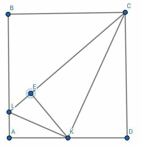 Точка к – середина стороны аd квадрата авсd. на стороне ав отмечена точка l такая, что lск=ксd. на