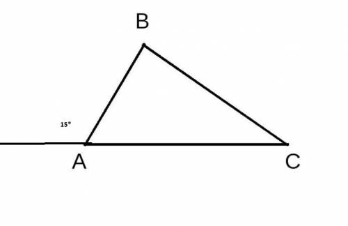 Oдин из внешних углов треугольника равен 15. углы не смешные с данным внешним углом, относятся как 1