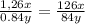 \frac{1,26x}{0.84y} =\frac{126x}{84y}