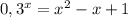 0,3^{x}=x^{2} -x+1