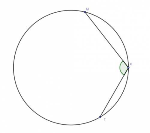 Кутова міра дуги мр дорівнює 68 градусів,а дуги рт - 47 градусів. знайдіть кут мрт,якщо точки м,р,т
