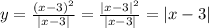 y=\frac{(x-3)^2}{|x-3|}=\frac{|x-3|^2}{|x-3|}=|x-3|