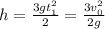 h = \frac{3gt_1^2}{2} = \frac{3v_0^2}{2g}