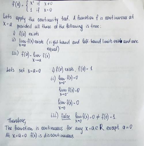 Решите : for each real number a, determine whether f is continuous or discontinuous at a.