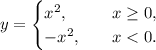 y=\begin{cases}x^2, \quad &x\ge0,\\&#10;-x^2, \quad &x