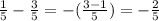 \frac{1}{5} - \frac{3}{5} = - ( \frac{3 - 1}{5} ) = - \frac{2}{5}