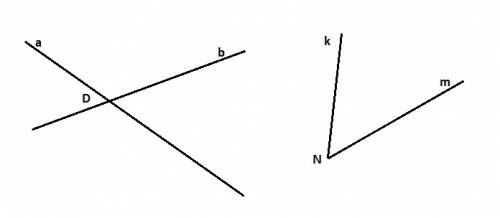 Начертить две пересекающиеся прямые a и bи обозначте точку их пересечения буквойd