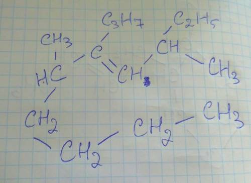 Создайте структурную формулу 5-метил-2-етил-4-пропилнонен-3