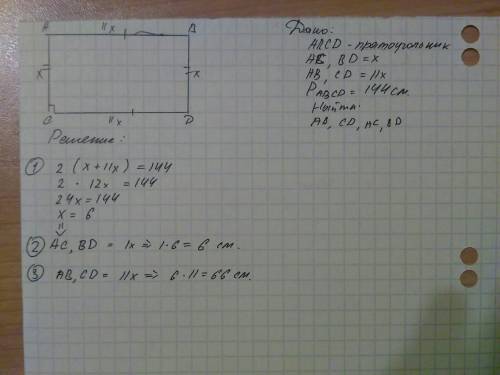 Одна из сторон прямаугольника в 11 раз меньше другой. найдите стороны прямаугольника, если его перим