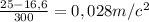 \frac{25-16,6}{300} = 0,028 m/c ^2