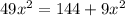 49x^2=144+9x^2