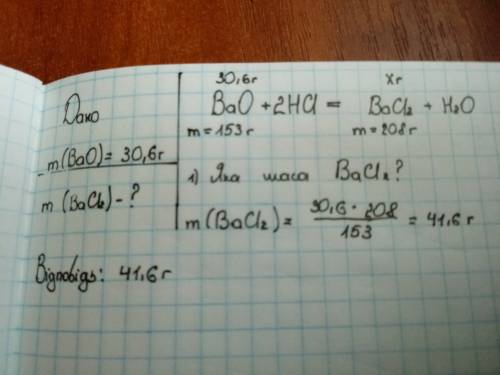 Яка маса солі утвориться під час взаємодії 30,6 г bao з будь ласка, іть хто шарить : 3.дуже вдячна