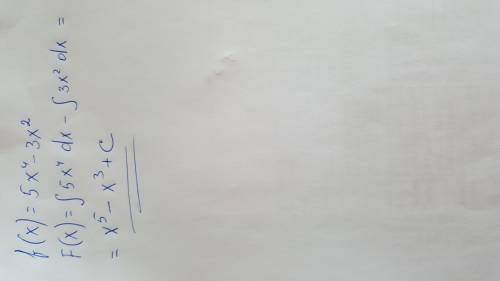 Определите общий вид первообразных данных функции. f(x) =5x⁴-3x²