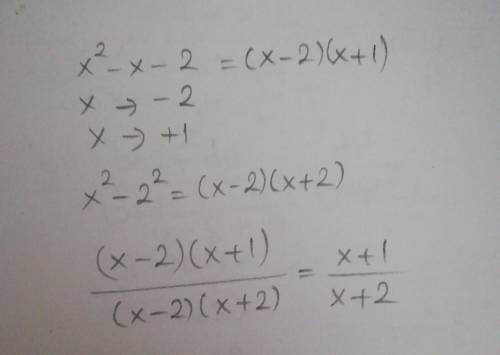 Сократите дробь (x^2-x-2)/(x^2-4) ничего с лета не помню, объясните чайнику поподробнее