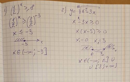 Будьте добры. 1) решите неравенство: 2) найдите область определения функции y =