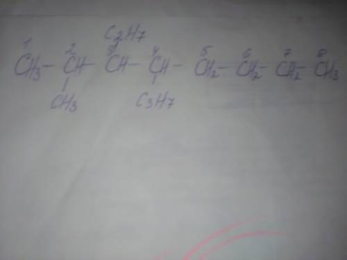Построить структурную формулу 2- метил 4- пропил 3-этилоктан