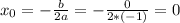 x_0 = - \frac{b}{2a} =- \frac{0}{2*(-1)} = 0