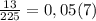 \frac{13}{225}=0,05(7)