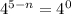 4^{5-n}=4^0