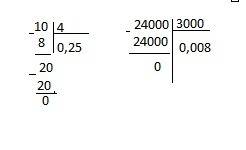 1: 4= , 0,024: 3 = , как решить столбиком