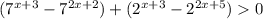 (7^{x+3}-7^{2x+2})+(2^{x+3}-2^{2x+5})0