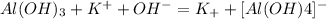 Al(OH)_{3} + K^{+} + OH^{-} = K_{+} + [Al(OH)4]^{-}