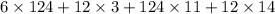 6 \times 124 + 12 \times 3 + 124 \times 11 + 12 \times 14