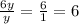 \frac{6y}{y} =\frac{6}{1} =6