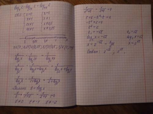 Решить, ! log x 2 * log 2x 2 = log 4x 2.