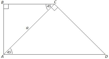 20 в трапеции abcd с прямым углом а проведена диагональ ас, уголacd=90градусов , уголвса=45градусов
