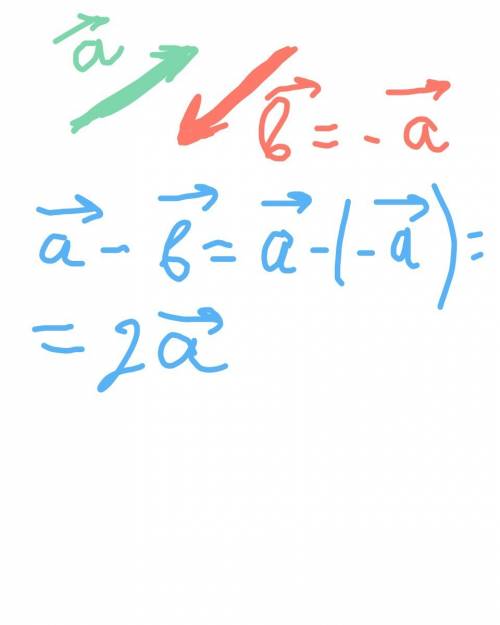 Чему будет равна разность двух противоположных, коллинеарных, равных векторов?
