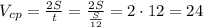 V_{cp}=\frac{2S}{t} =\frac{2S}{\frac{S}{12} }=2\cdot 12 =24