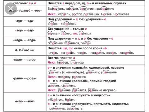 Пришлите все правила чередуещих гласных в корне