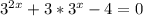 3^{2x}+3*3^{x}-4=0