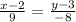 \frac{x - 2}{9} = \frac{y - 3}{ - 8}