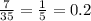 \frac{7}{35} = \frac{1}{5} = 0.2