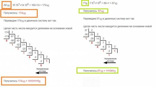 Переведите в двоичную систему ae16 x10 x2 71 8 x10 x2