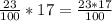 \frac{23}{100}*17=\frac{23*17}{100}