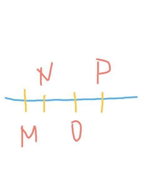 на прямой отмечены точки m, n, o, p. расстояние между ними такие: mn=3 см, mo=7 см, mp=4 см. какие т