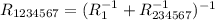 R_{1234567}=(R_1^{-1}+R_{234567}^{-1})^{-1}