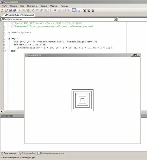 Перевести программу из паскаль турбо в паскаль абс ; uses graphabc; var x0,y0,gd,gm,i: integer; begi