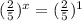 (\frac{2}{5})^x=(\frac{2}{5})^1