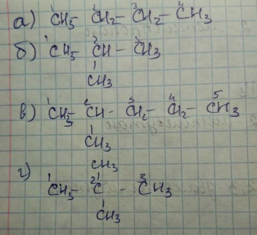 Составьте структурные формулы алканов, укажите среди них изомеры: а)бутана б)2-метилпропана в)2-мети