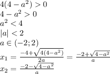 4(4-a^2)0 \\4-a^2 0 \\a^2 < 4 \\|a|