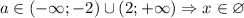 a \in (-\infty;-2)\cup (2;+\infty) \Rightarrow x\in \varnothing