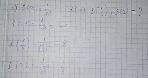 Для данных функции f(x) = 1/x3 вычислите f(-1) f(1/2) f(2)