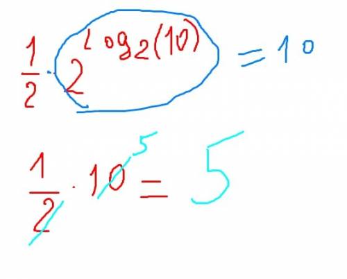 Найдите значение выражения 1/2×2 ^log2 10