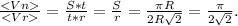 \frac{}{} = \frac{S*t}{t*r} = \frac{S}{r} = \frac{\pi R}{2R\sqrt2} = \frac{\pi}{2\sqrt2}.