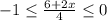 -1\leq \frac{6+2x}{4}\leq 0